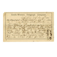 Telegram from President Jefferson Davis to Mississippi Governor Charles Clark; November 29, 1863